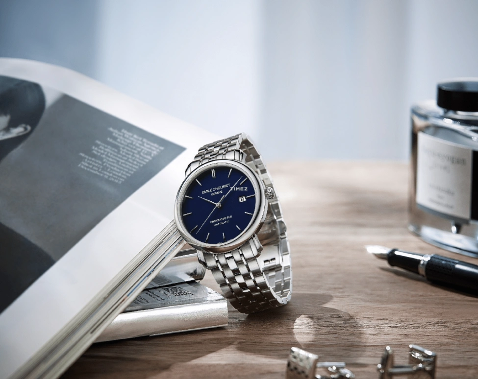 Emile Chouriet,LAC LÉMAN 40mm,40mm,Stainless Steel,Blue,Automatic,Day,Sapphire,Crystal Glass,00,00.1168.G40.6.6.98.6