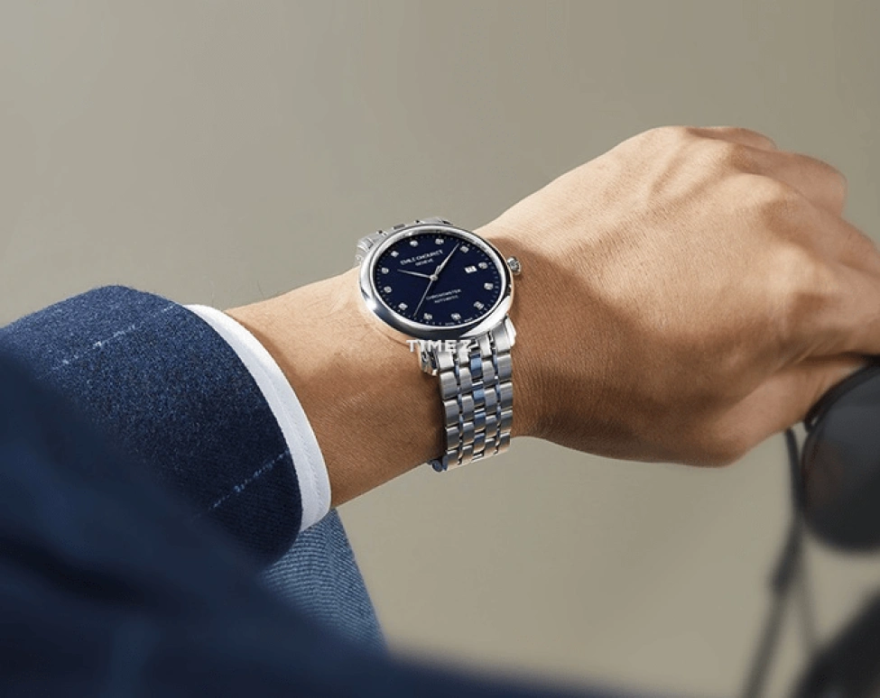 Emile Chouriet,LAC LÉMAN 40mm,40mm,Stainless Steel,Blue,Automatic,Day,Sapphire,Crystal Glass,00,00.1168.G40.6.6.97.6
