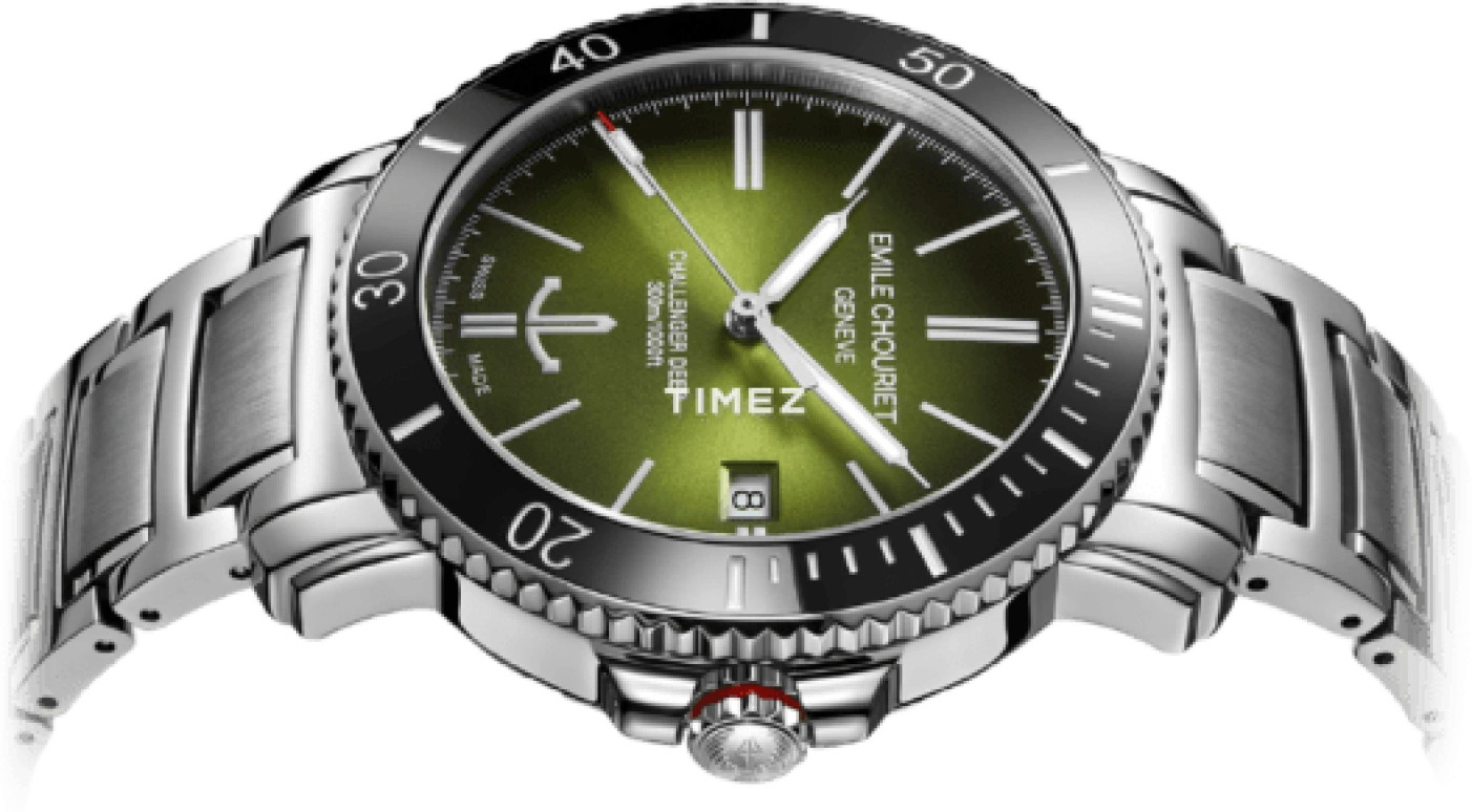 Emile Chouriet,CHALLENGER 42.50mm,42.50mm,Stainless Steel,Green,Automatic,Day,Sapphire,Crystal Glass,08,08.1169.G.6.AW.E8.6