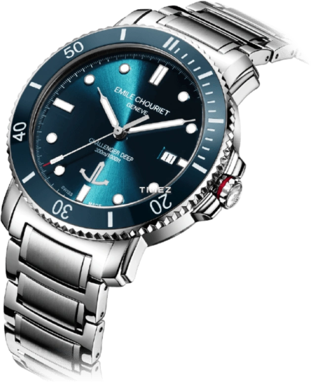 Emile Chouriet,CHALLENGER 42.50mm,42.50mm,Stainless Steel,Blue,Automatic,Day,Sapphire,Crystal Glass,08,08.1169.G.6.AW.93.6