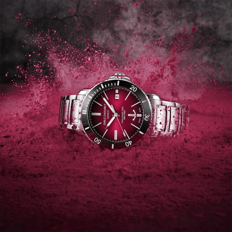Emile Chouriet,CHALLENGER 42.50mm,42.50mm,Stainless Steel,Red,Black,Automatic,Day,Sapphire,Crystal Glass,08,08.1169.G.6.AW.R8.6