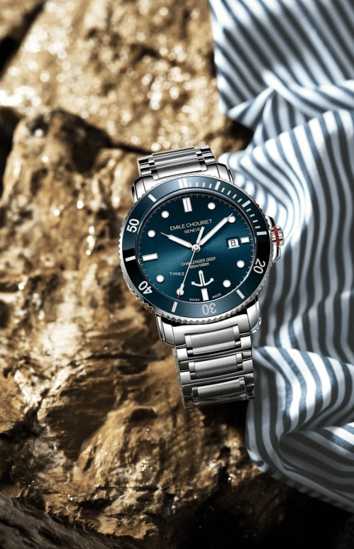 Emile Chouriet,CHALLENGER 42.50mm,42.50mm,Stainless Steel,Blue,Automatic,Day,Sapphire,Crystal Glass,08,08.1169.G.6.AW.93.6