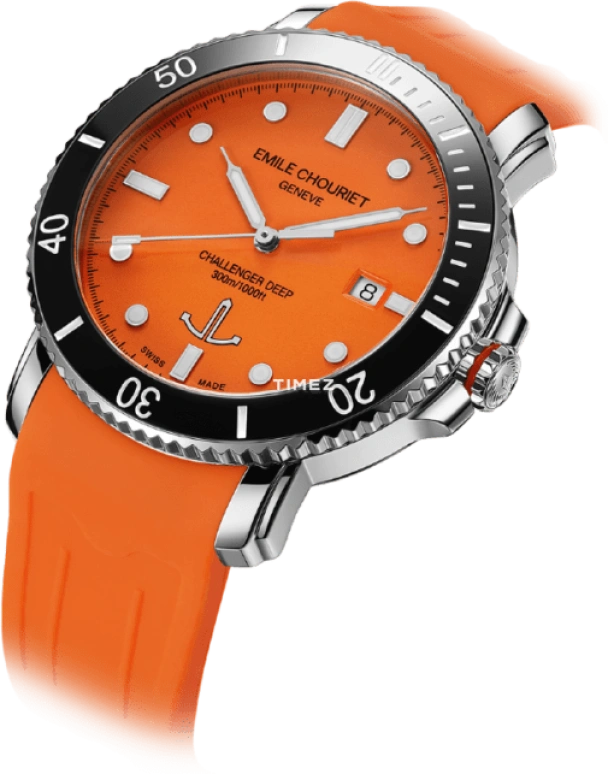 Emile Chouriet,CHALLENGER 42.50mm,42.50mm,Stainless Steel,Orange,Automatic,Day,Sapphire,Crystal Glass,08,08.1169.G.6.AW.F3.8