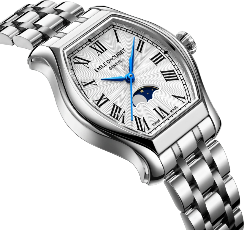 Emile Chouriet,CONTEMPORARY LUXURY 27.90x29.70mm,27.90x29.70mm,Stainless Steel,White,Quartz,Moonphase,Sapphire,Crystal Glass,52,52.1136.L.6.6.25.6