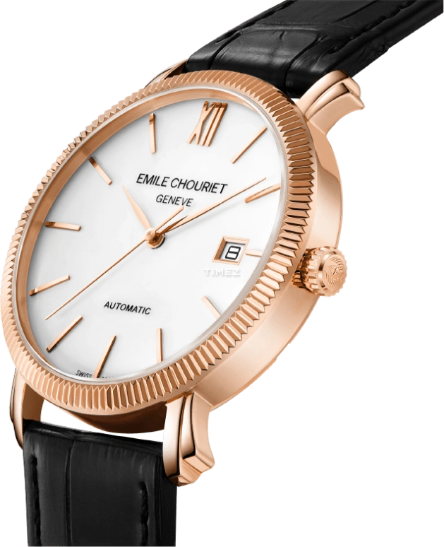 Emile Chouriet,LAC LÉMAN 40mm,40mm,Rose Gold,White,Automatic,Day,Sapphire,Crystal Glass,01,01.1168.G40.4.2.28.2