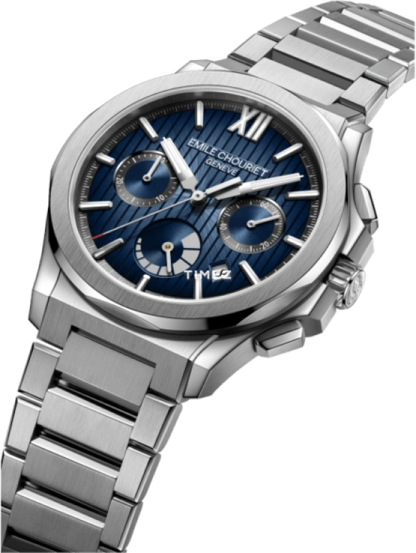 Emile Chouriet,CHALLENGER 41mm,41mm,Stainless Steel,Blue,Automatic,Chronograph,Day,Power Reserve Indicator,16,16.1172.G.6.6.N8.6