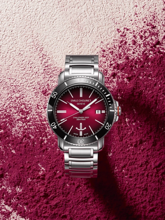 Emile Chouriet,CHALLENGER 42.50mm,42.50mm,Stainless Steel,Red,Black,Automatic,Day,Sapphire,Crystal Glass,08,08.1169.G.6.AW.R8.6