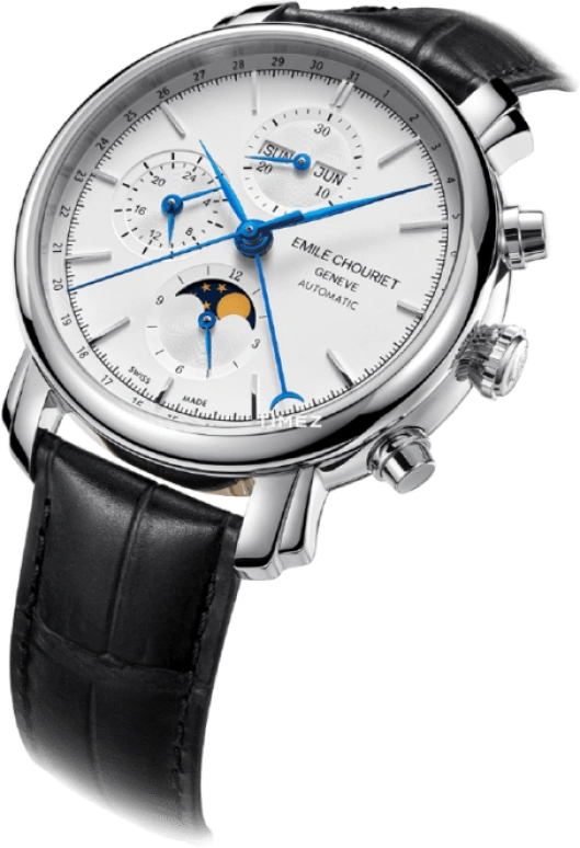 Emile Chouriet,LAC LÉMAN 42mm,42mm,Stainless Steel,White,Automatic,Chronograph,Moonphase,Month,Date,Sapphire,Crystal Glass,Round,23,23.1168.G42.6.6.28.2