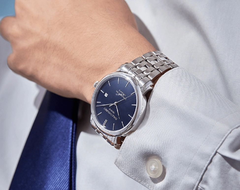 Emile Chouriet,LAC LÉMAN 40mm,40mm,Stainless Steel,Blue,Automatic,Day,Sapphire,Crystal Glass,00,00.1168.G40.6.6.98.6