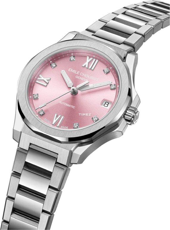 Emile Chouriet,CHALLENGER 33mm,33mm,Stainless Steel,Pink,Automatic,Day,Sapphire,Crystal Glass,01,01.1172.L.6.6.P6.6