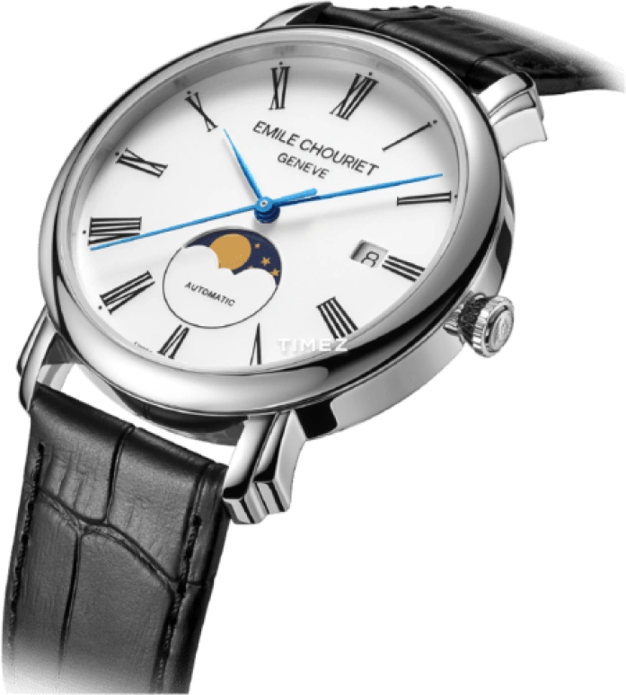Emile Chouriet,LAC LÉMAN 40mm,40mm,Stainless Steel,White,Automatic,Moonphase,Day,25,25.1168.G40.6.6.25.2