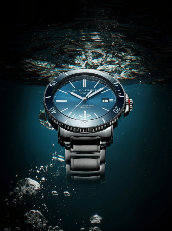 Emile Chouriet,CHALLENGER 42.50mm,42.50mm,Stainless Steel,Blue,Automatic,Day,Sapphire,Crystal Glass,08,08.1169.G.6.AW.98.6