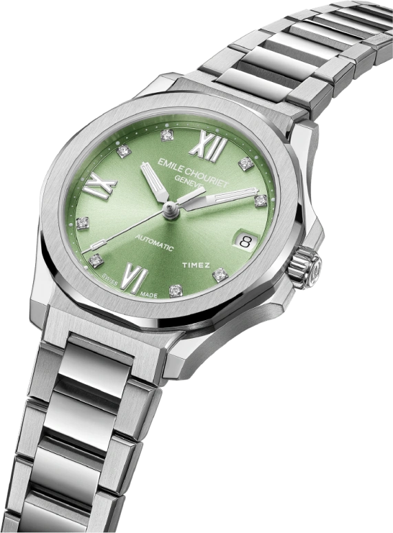 Emile Chouriet,CHALLENGER 33mm,33mm,Stainless Steel,Green,Automatic,Day,Sapphire,Crystal Glass,01,01.1172.L.6.6.46.6