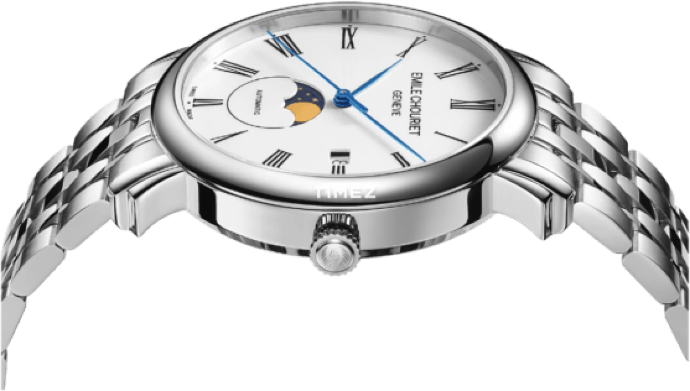 Emile Chouriet,LAC LÉMAN 40mm,40mm,Stainless Steel,White,Automatic,Moonphase,Day,25,25.1168.G40.6.6.25.6
