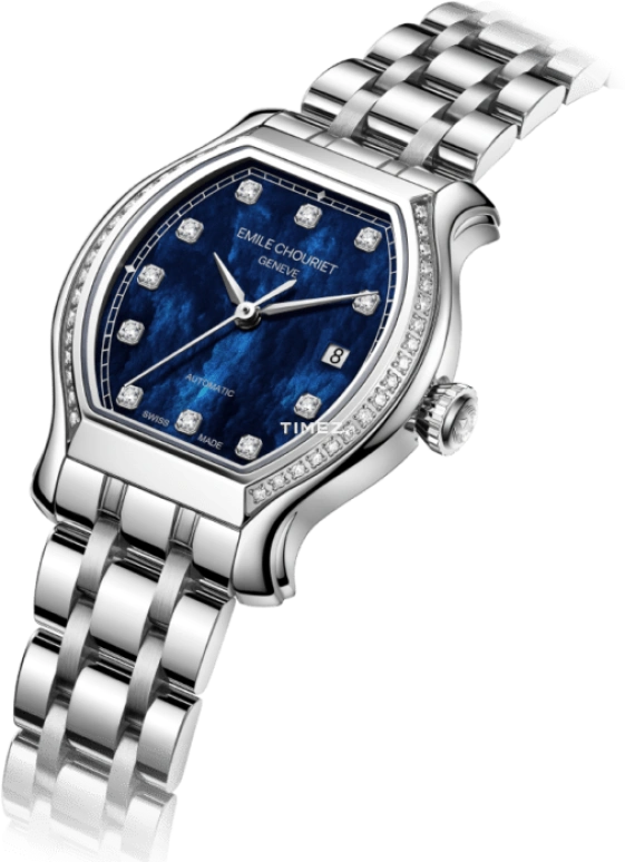 Emile Chouriet,CONTEMPORARY LUXURY 27mm,27mm,Stainless Steel,Blue,Automatic,Day,Sapphire,Crystal Glass,19,19.1136.L.6.E.879.6