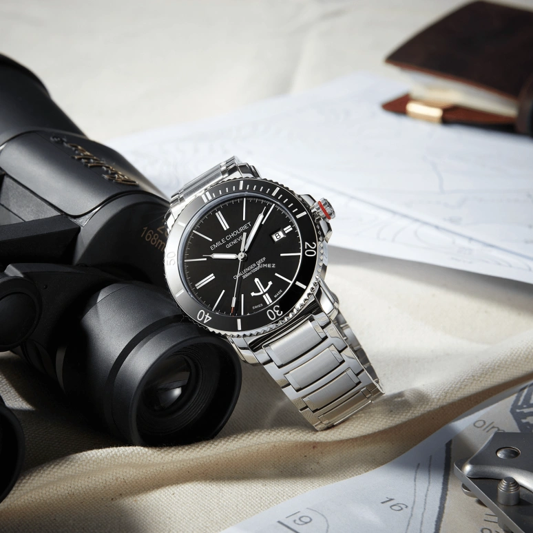 Emile Chouriet,CHALLENGER 42.50mm,42.50mm,Stainless Steel,Black,Automatic,Day,Sapphire,Crystal Glass,08,08.1169.G.6.AW.58.6