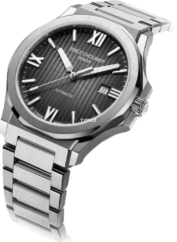 Emile Chouriet,CHALLENGER 41mm,41mm,Stainless Steel,Grey,Automatic,Day,Sapphire,Crystal Glass,08,08.1172.G.6.6.H8.6