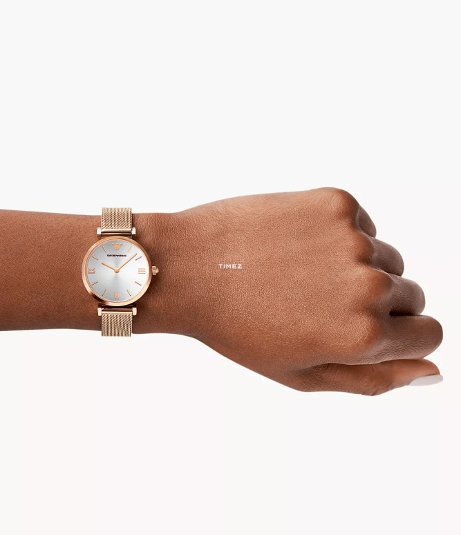 EMPORIO ARMANI,woman 32mm,32mm,Stainless Steel,Silver,Quartz,Round,Rose Gold,AR1956