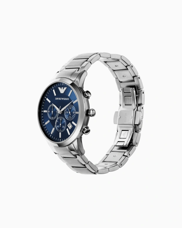 EMPORIO ARMANI,man 43mm,43mm,Stainless Steel,Blue,Quartz,Chronograph,Day,AR2448NLPNLC