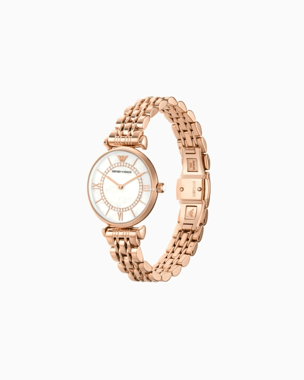 EMPORIO ARMANI,woman 32mm,32mm,Stainless Steel,White,Quartz,Round,Rose Gold,AR1909NLPNLC