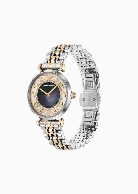 EMPORIO ARMANI,woman 32mm,32mm,Stainless Steel,Black,Champagne,Dual,Quartz,Hardlex,Round,AR11719 NLP NLC