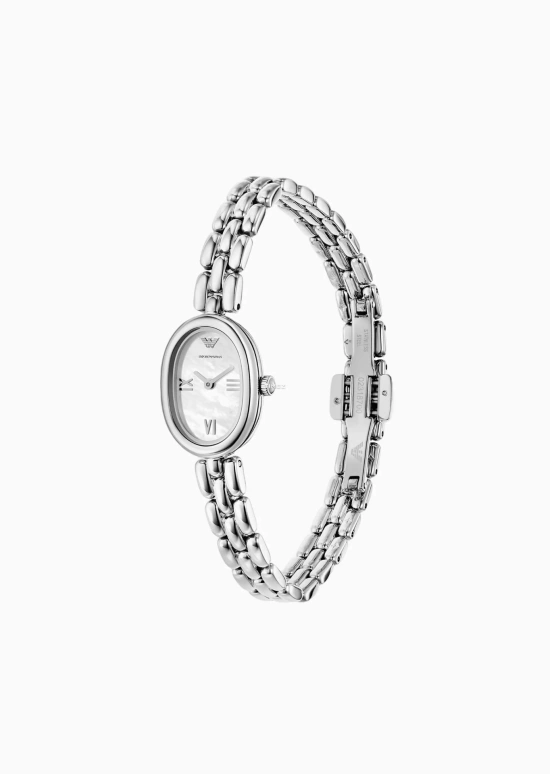 EMPORIO ARMANI,woman 24mm,24mm,Stainless Steel,White,Quartz,Glass,Oval,AR11720 NLP NLC