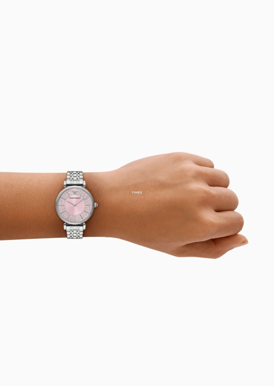 EMPORIO ARMANI,woman 32mm,32mm,Stainless Steel,Cherry Blossom Pink,Quartz,Glass,Round,AR11686 NLP NLC