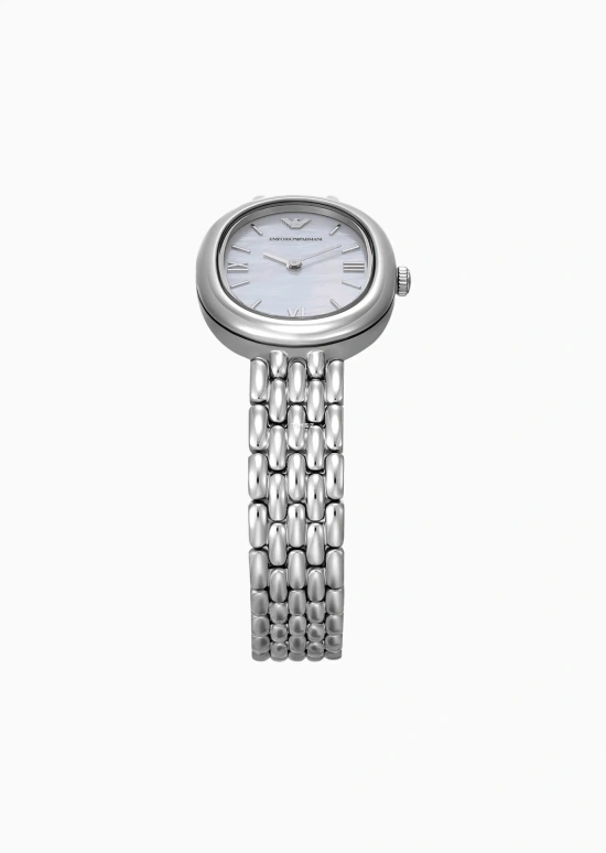 EMPORIO ARMANI,woman 34mm,34mm,Stainless Steel,White,Quartz,Glass,Oval,AR11706NLPNLC