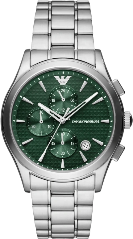 EMPORIO ARMANI,man 42mm,42mm,Stainless Steel,Green,Quartz,Chronograph,Day,AR11529 NLP NLC