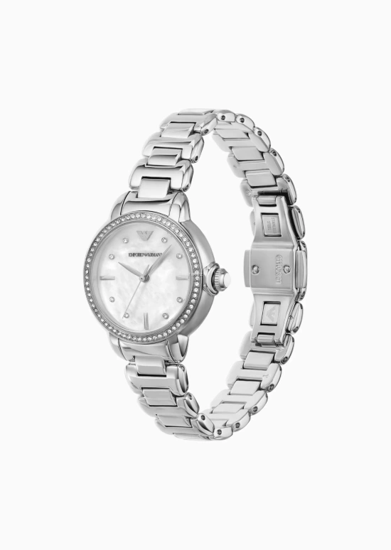 EMPORIO ARMANI,woman 32mm,32mm,Stainless Steel,White,Quartz,Hardlex,Crystal Glass,Round,AR11596 NLP NLC