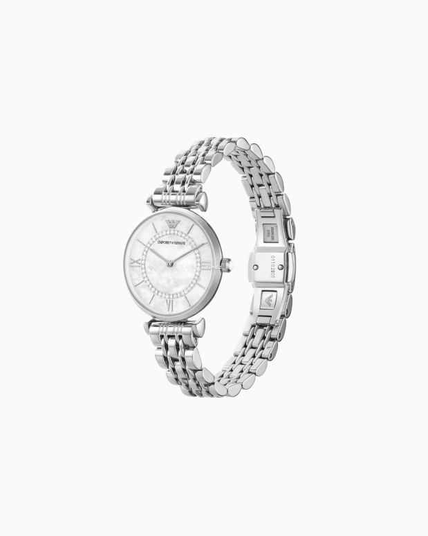 EMPORIO ARMANI,woman 32mm,32mm,Stainless Steel,White,Quartz,Round,Silver,AR1908NLPNLC