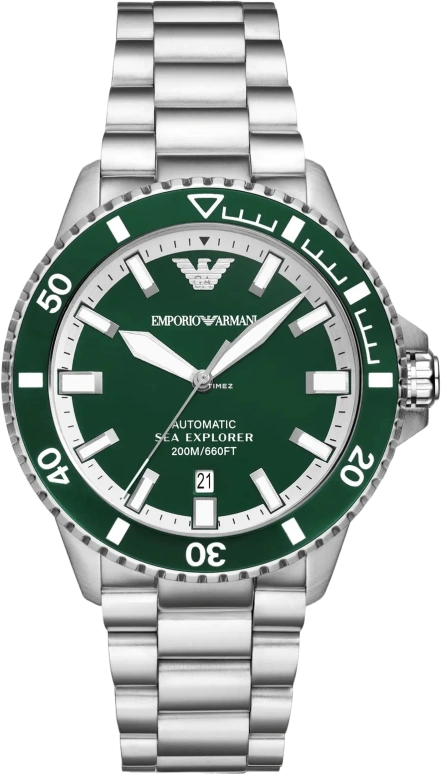 EMPORIO ARMANI,man 42mm,42mm,Stainless Steel,Green,Automatic,Day,Sapphire,Crystal Glass,AR60080 NLP NLC