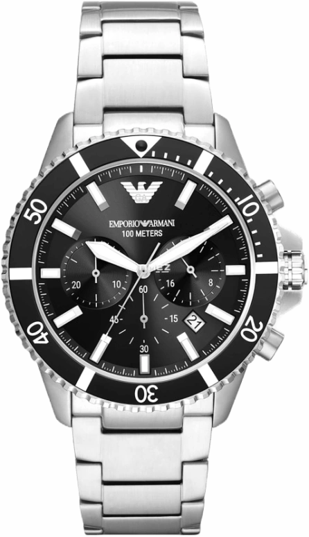 EMPORIO ARMANI,man 43mm,43mm,Stainless Steel,Black,Quartz,Chronograph,Day,AR11360NLPNLC