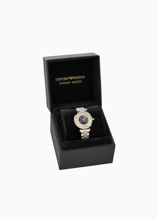 EMPORIO ARMANI,woman 32mm,32mm,Stainless Steel,Black,Champagne,Dual,Quartz,Hardlex,Round,AR11719 NLP NLC