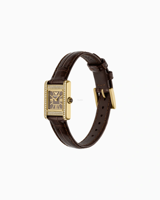 EMPORIO ARMANI,woman 20x26mm,20x26mm,Stainless Steel,Brown,Quartz,Square,Gold,AR11705 NLP NLC