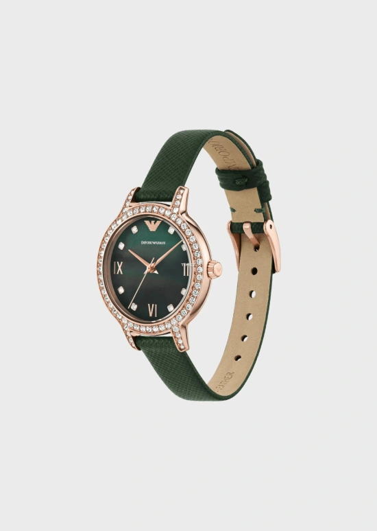 EMPORIO ARMANI,woman 36mm,36mm,Stainless Steel,Dark Green,Quartz,Round,Rose Gold,AR11577 NLP NLC