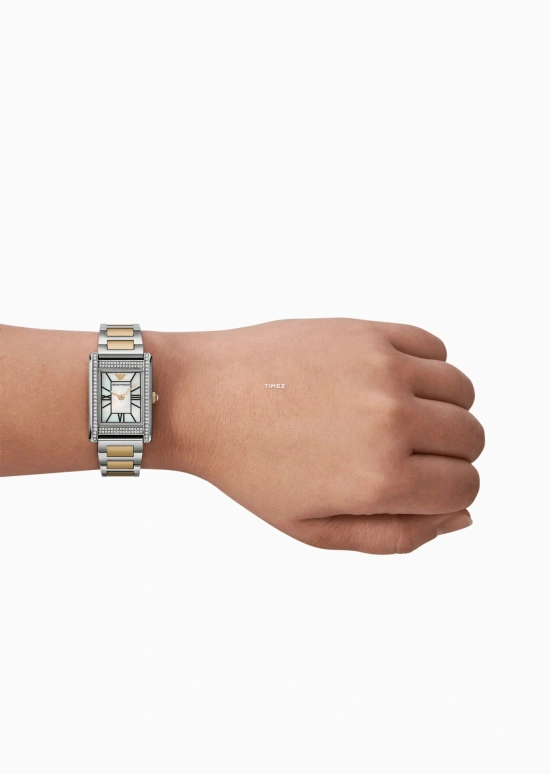 EMPORIO ARMANI,woman ,Stainless Steel,White,Quartz,Hardlex,Crystal Glass,Rectangular,AR11642 NLP NLC