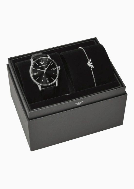 EMPORIO ARMANI,man 39mm,39mm,Stainless Steel,Black,Quartz,Day,Sapphire,Crystal Glass,AR80079SET NLP NLC