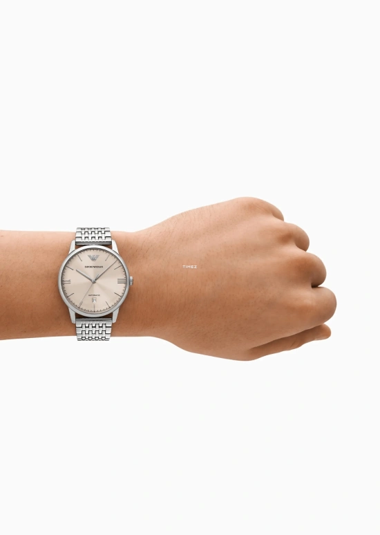 EMPORIO ARMANI,man 39mm,39mm,Stainless Steel,Champagne,Automatic,Day,Crystal Glass,AR60082 NLP NLC