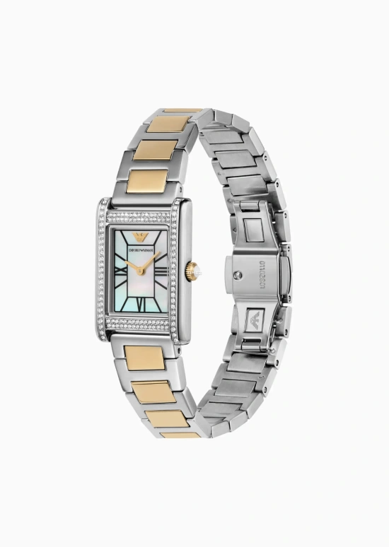 EMPORIO ARMANI,woman ,Stainless Steel,White,Quartz,Hardlex,Crystal Glass,Rectangular,AR11642 NLP NLC