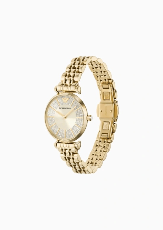 EMPORIO ARMANI,woman 32mm,32mm,Stainless Steel,Cream white,Quartz,Crystal Glass,Round,AR11608 NLP NLC