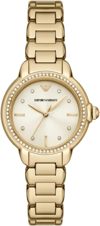 EMPORIO ARMANI,woman 32mm,32mm,Stainless Steel,Cream white,Quartz,Hardlex,Crystal Glass,Round,AR11609 NLP NLC