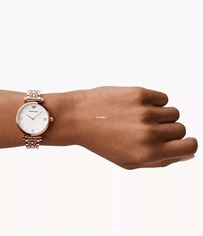 EMPORIO ARMANI,woman 32mm,32mm,Stainless Steel,White,Quartz,Round,Rose Gold,AR11267