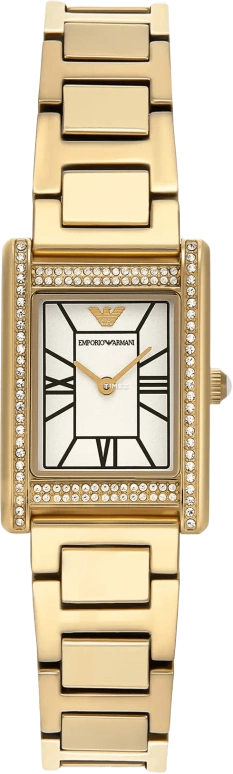 EMPORIO ARMANI,woman 22mm,22mm,Stainless Steel,Cream,Quartz,Glass,Rectangular,AR11659 NLP NLC