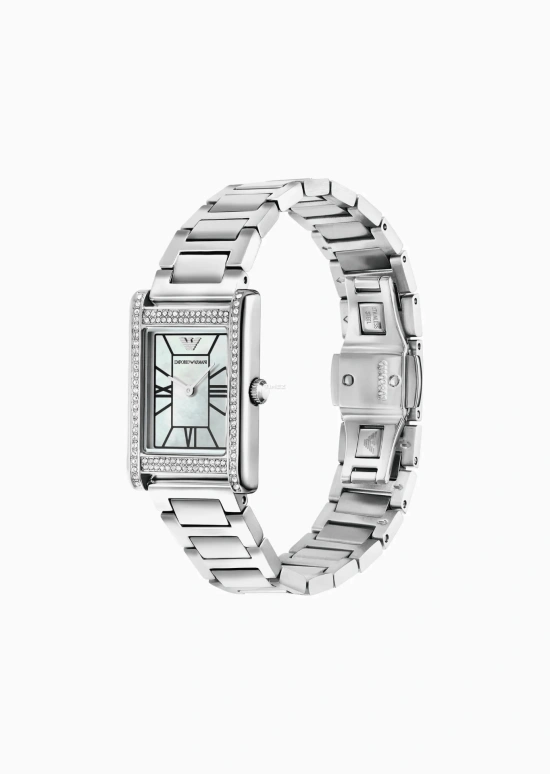 EMPORIO ARMANI,woman 32mm,32mm,Stainless Steel,Silver White,White,Quartz,Glass,Rectangular,AR11625 NLP NLC