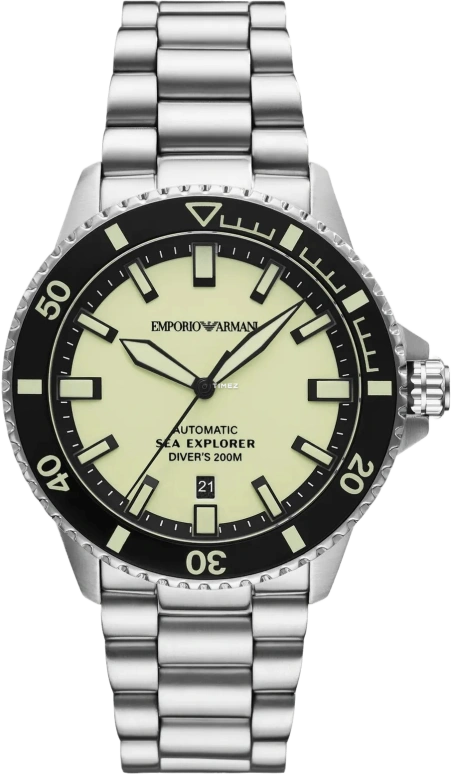 EMPORIO ARMANI,man 42mm,42mm,Stainless Steel,Beige,Automatic,Day,Sapphire,Crystal Glass,AR60083 NLP NLC