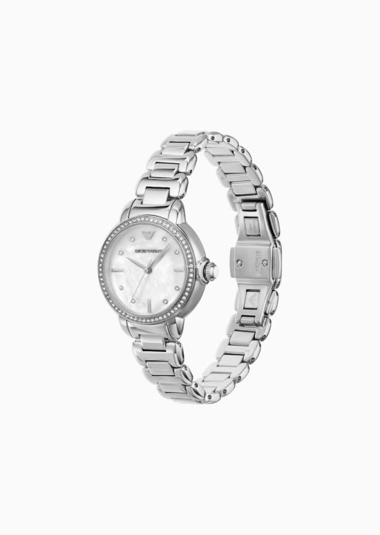 EMPORIO ARMANI,woman 32mm,32mm,Stainless Steel,White,Quartz,Round,Silver,AR11596 NLP1 NLC