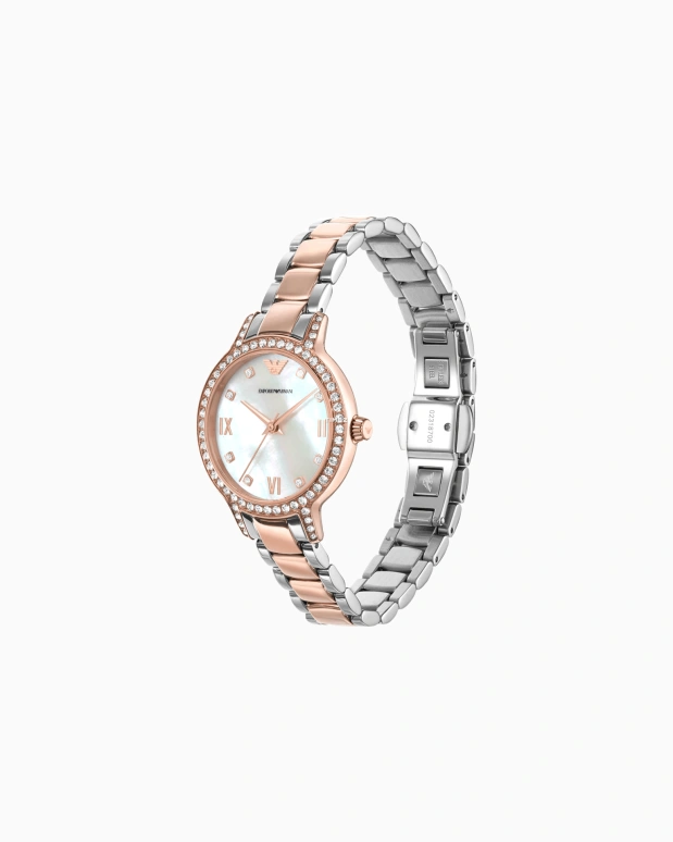 EMPORIO ARMANI,woman 32mm,32mm,Stainless Steel,White,Quartz,Round,Rose Gold,AR11499NLPNLC