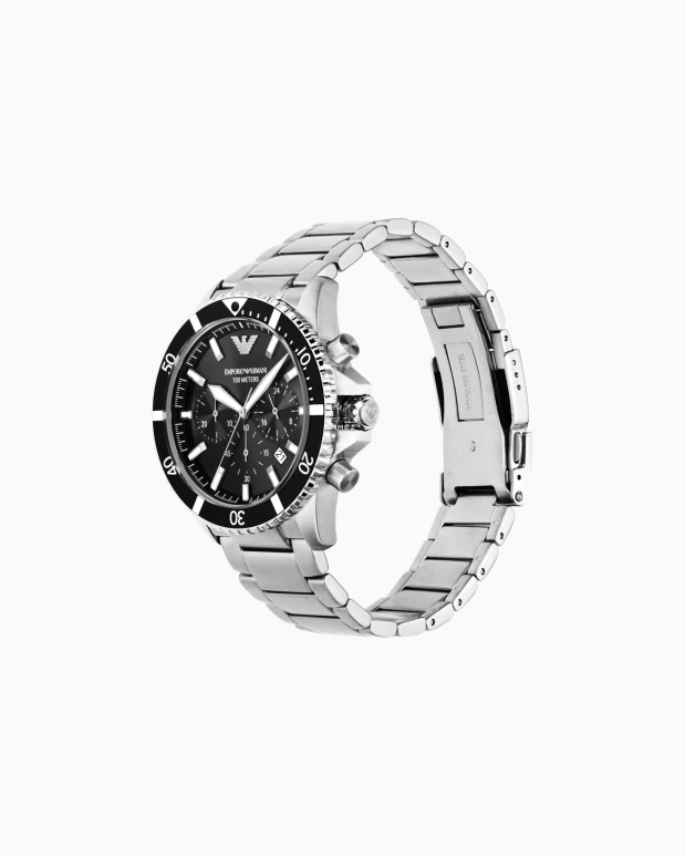 EMPORIO ARMANI,man 43mm,43mm,Stainless Steel,Black,Quartz,Chronograph,Day,AR11360NLPNLC