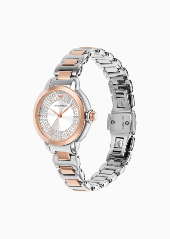 EMPORIO ARMANI,woman ,Stainless Steel,Silver,Quartz,Hardlex,Crystal Glass,Round,AR11643 NLP NLC